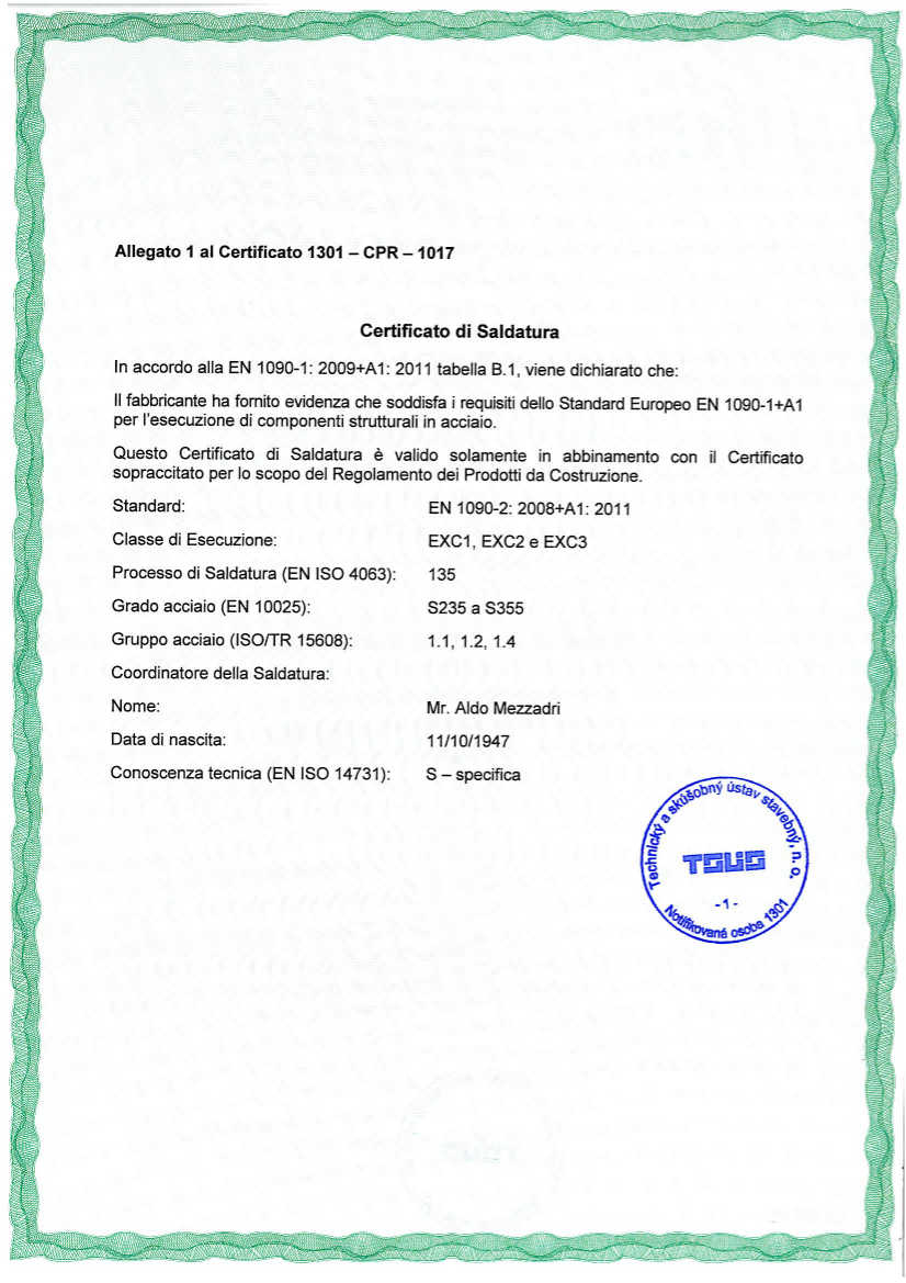 Certificato EN 1090 C.M. Mezzadri - Pagina 2